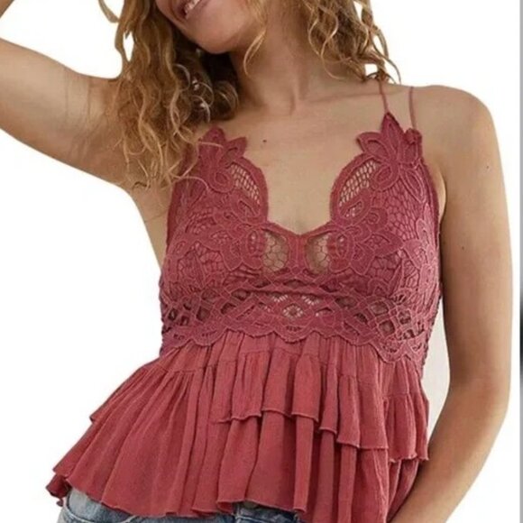 Free People Adella Lace Tiered Tank Top - Picture 1 of 15